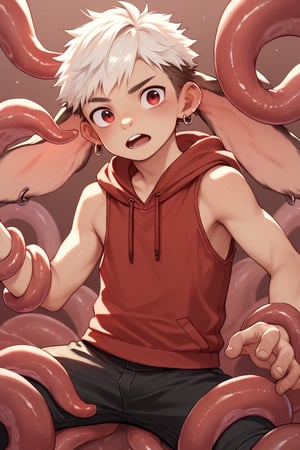 score_9,score_8_up,score_7_up,score_6_up,score_5_up,
(solo,young boy,lop rabbit ear,((ear down:1.5))
white hair,red eyes),
early teen,red sleeveless_hoodie,
tentacles,tentacles on male,