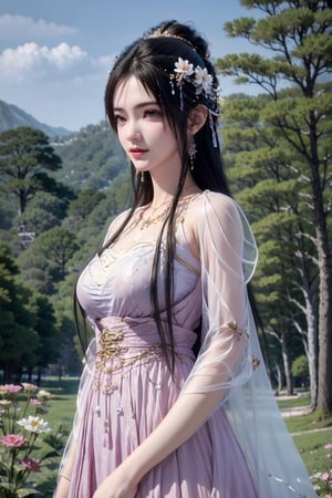 upper body, outdoors, QingYi, pink dress,