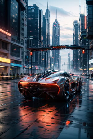 photorealistic, realistic, car, motor vehicle, vehicle focus, no humans, science fiction, aircraft, city, flying, scenery, road, motion blur, building, outdoors, helicopter, sky, cloud, realistic, night, skyscraper, cyberpunk