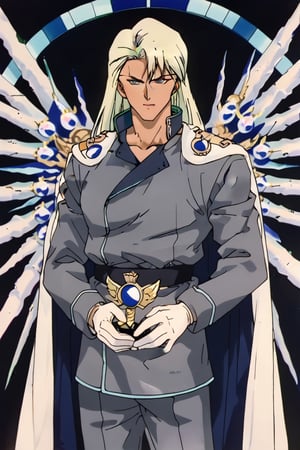 (Beatiful, masterpiece, aesthetic) (Aesthetic dark image) . Anime muscle man. long platinum hair. Light blue eyes.  grey military clothes, silver armor with gold decorations. (Anime Character) (Dark enviroment). he is holding the hand of an incredibly beautiful young fatal golden-haired blonde with blue eyes, long golden hair, in a light golden dress.
  ,Beautiful eyes,Eyes,Kunzite,Malachite,SMV4