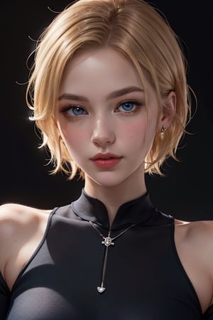 An incredibly beautiful young femme fatale blonde, she has very short wheat-colored hair, blue eyes, she is wearing a light dress, a half-sleeve dress, a slit on the skirt. Masterpiece, detailed study of the face, beautiful face, beautiful facial features, perfect image, realistic shots, detailed study of faces, full-length image, 8k, detailed image. an extremely detailed illustration, a real masterpiece of the highest quality, with careful drawing.,sailor uranus