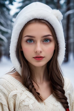 There a woman isma young beautiful Russian girl , face features like eva elfie, Standing looking into the camera, portrait causal photo,. Realism,Realism,Portrait
,Raw photo, snowbunnies,Extremely Realistic,