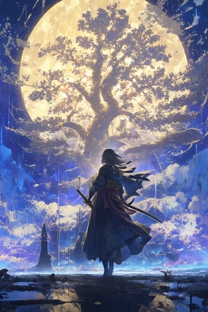 Official Art, Unity 8K Wallpaper, Extreme Detailed, Beautiful and Aesthetic, Masterpiece, Top Quality, perfect anatomy, a beautifully drawn (((ink illustration))) depicting, integrating elements of calligraphy, vintage, yellow and blue accents, watercolor painting, concept art, (best illustration), (best shadow), Analog Color Theme, vivid colours, contrast, smooth, sharp focus, scenery,

A strikingly enigmatic galactic pirate with an air of old-world sophistication, each element exudes opulence against a backdrop of otherworldly decay: faded golden insignias on a once-luxurious spaceship, rich velvety fabrics frayed at the edges, and a reflective helm that hints at unknown adventures. This detailed portrait, resembling a meticulously rendered digital painting, captures the essence of time-worn elegance and interstellar intrigue. Rich colors, intricate textures, and subtle lighting enhance the overall aura of mystery and decadence. Quality craftsmanship and attention to detail make this image a standout in the realm of analog-inspired luxuries in space.................,more detail XL,(Pencil_Sketch:1.2, messy lines,Ukiyo-e,ink,colorful,niji6,samurai,shogun,katana,tanto,amaterasu,scene