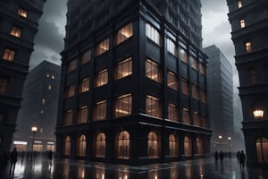 Dark Moody Atmosphere, {prompt}, dramatic, mysterious, dark moody atmosphere, masterpiece, beautiful and aesthetic, ultra detail, intricate, creating a picturesque view of a business building, modern, fashion, in the city