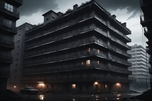 Dark Moody Atmosphere, {prompt}, dramatic, mysterious, dark moody atmosphere, masterpiece, beautiful and aesthetic, ultra detail, intricate, cinematic scenic view of apartment building, dirty, messy, old