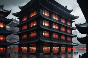 Dark Moody Atmosphere, {prompt}, dramatic, mysterious, dark moody atmosphere, masterpiece, beautiful and aesthetic, ultra detail, intricate, creating a picturesque view of a oriental business building, in the city