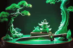 In Chinese mythology, the gods display pine wood magic weapons with emerald green light.