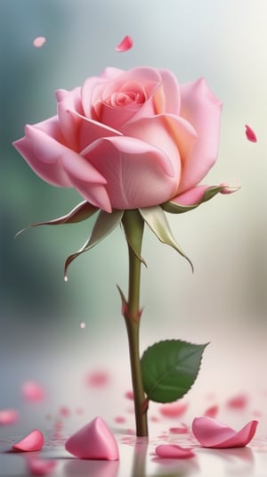 one pink blooming rose,(falling petals),blur background, and the petals like vaginal region on the ground,
photorealistic,Close-up Pussy