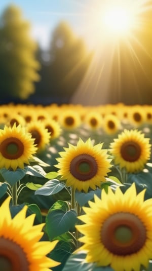 blank pure blured backround,  blooming Sunflowers,  the petals are falling on the ground at the bottom of the picture,  sunlight
high photorealistic