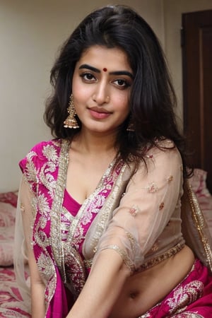 curvy thick Indian beautiful 30 years Indian wom, Best picture quality, high resolution, 8k, realistic, babe face, cute face, sharp focus, focus on face, realistic, closeup, smooth skin beauful plain saree, perfect saree, indian saree , indain look, pale skin, bedroom,photo, seducing_expression