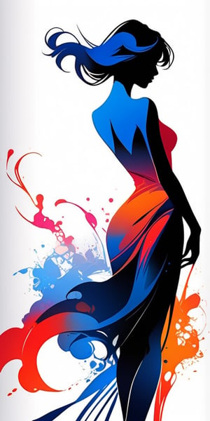 so sexy and hot, Silhouette of an beautiful and elegant woman, slender, sensual, masterpiece, ink art