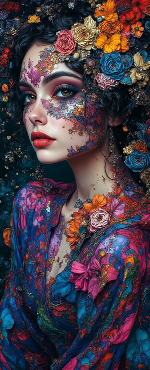  Colorful beautiful woman: ultra beautiful woman full body shot head to toe, long shot, Black ink flow: 8k resolution photorealistic masterpiece: by Aaron Horkey and Jeremy Mann: intricately detailed fluid gouache painting: by Jean Baptiste Mongue: calligraphy: acrylic: watercolor art, professional photography, natural lighting, volumetric lighting maximalist photoillustration: by marton bobzert: 8k resolution concept art intricately detailed, complex, elegant, expansive, fantastical, Golden Eyes. logo design,,lady & rayograph,,,victorian vision,.retro glam,,surreal,sparkles,neon glowing,shabby chic,