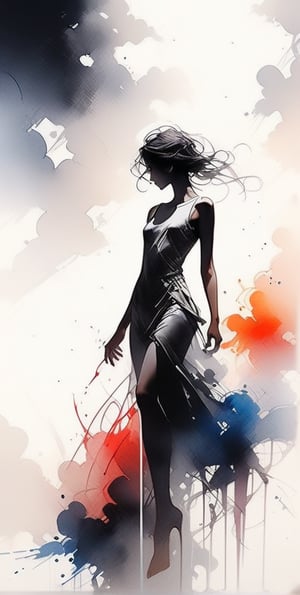 So sexy and hot, beautiful and sensual woman ,  Silhouette medium_up an beautiful and elegant woman in thick fog,  slender, sensual, masterpiece, ink art