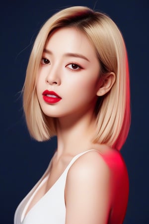 ((masterpiece, best quality, absurdities, (absurdresolution), high resolution, ultra detailed, high resolution, very fine 8KCG wallpapers)), shaded, crimson, wet lips, sensual face, realistic retinas, straight hair, Bob cut , blonde,Asian Best Face Ever