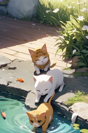 an 8K masterpiece unfolds. with every detail rendered in high-resolution perfection. score_9, score_8_up, score_7_up,

Cats, playing, pond, fish. Kitten trying to catch fish inside pond