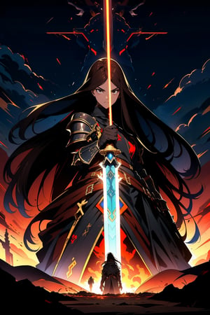 (masterpiece, best quality, high resolution: 1.3), ultra resolution image, (1boy), (only), dark futuristic armor, semi-long hair,(dark brown hair faded litgh brown), black eyes, dark gray sweatshirt, fierce, smug, confident, fantasy , ready to fight, landscape, heroic conquest, retro, post post-apocalyptic, majestic, ancient, r1ge, magic kingdom, mythical, infinite sky, grave sword, cold hearted brown eyes