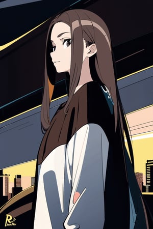 (masterpiece, best quality, high resolution: 1.3), ultra resolution image, (1child), (only), dark futuristic armor, long hair, semi-long hair, black eyes, dark gray sweatshirt, fierce, smug, confident, fantasy , ready to fight, landscape, heroic conquest, majestic, ancient, r1ge, magic kingdom, mythical, infinite sky, grave sword, cold hearted brown eyes