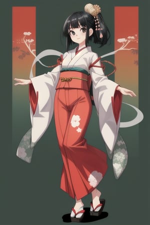 full body, young, black hair, Japanese style background 