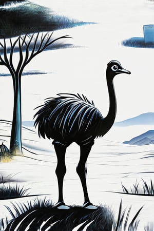 an ostrich in the desert