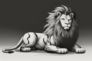 Can you draw a black and white lion?