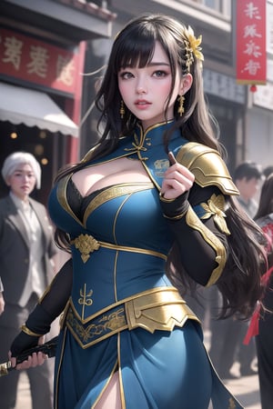 Chinese sneering busty beautiful girl，Strong and plump figure，Perfectly beautiful and charming face，Fair and translucent facial features，Seven-point shot，（Desolate ancient battlefield：1.2），（Handheld weapons：1.2），overtake，overtake爆乳，Large cleavage，Thin waist and wide hips，Thick Arms，白皙細緻油亮overtake大，性感overtake低胸精緻，Gorgeous armor with metallic luster，Vampire Fangs，There is blood on the corner of the mouth，Ultimate picture quality，CG unified 16K，物overtake所值細緻，Detailed background，Full depth of field，HDR high dynamic，True restoration，Delicate，Pay attention to details and strengthen，overtake高飽和度，1億overtake高像素，Perfect presentation of artistic style Midway。