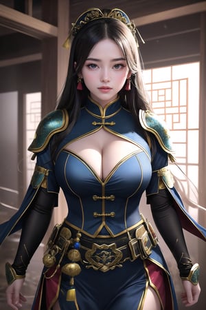 Chinese sneering busty beautiful girl，Strong and plump figure，Perfectly beautiful and charming face，Fair and translucent facial features，Seven-point shot，（Desolate ancient battlefield：1.2），（Handheld weapons：1.2），overtake，overtake爆乳，Large cleavage，Thin waist and wide hips，Thick Arms，白皙細緻油亮overtake大，性感overtake低胸精緻，Gorgeous armor with metallic luster，Vampire Fangs，There is blood on the corner of the mouth，Ultimate picture quality，CG unified 16K，物overtake所值細緻，Detailed background，Full depth of field，HDR high dynamic，True restoration，Delicate，Pay attention to details and strengthen，overtake高飽和度，1億overtake高像素，Perfect presentation of artistic style Midway。