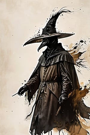 Sure, here's a description of a young man's costume as a plague doctor:

The young man wears a long, loose tunic of dark fabric, which falls to his ankles, providing a mysterious and gloomy appearance. The tunic, made of a light and comfortable material, allows you to move easily while moving from one place to another. On his face, he wears a cloth mask that covers his mouth and nose, decorated with a design that simulates the long, pointed beak characteristic of plague doctors. This mask, crafted with attention to details, evokes the historical atmosphere of the costume. His hands are covered by long cloth gloves, providing protection while he performs his tasks. Completing her outfit is a wide-brimmed hat that adds a touch of mystery and style. Altogether, the costume evokes the legendary figure of the Black Plague doctor, ready to face the challenges of a dark and dangerous time.
