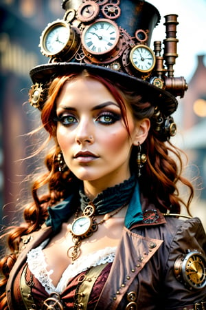 create me a stunning beautiful steampunk/boho female, she is perfect in everyway