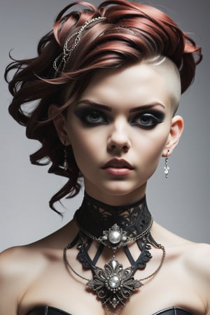 combine all of the below to make a beauty,necklace,hair ornament,asymmetrical hair,undercut,jewelry,corset