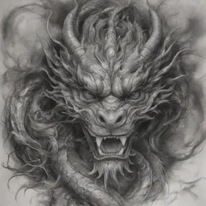 chinese dragon ,Black and white art,Pencil sketch,DRAGON