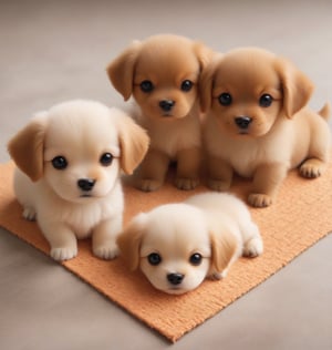 create the cutest little puppies playing on a mat