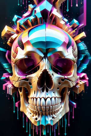 create a random vision, Glitched skull, art_booster