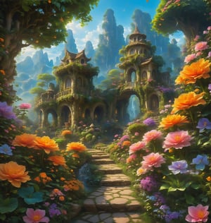  fantasy image, beautiful flowers and gardens