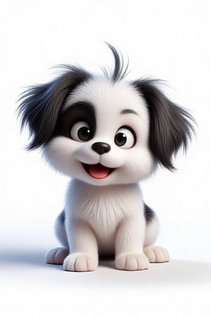 ((black and white)) ((cartoon)), 1x small dog wiht floppy ear and 1x dog with a big happy mouth