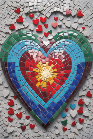 create me a mosaic of  may hearts, on inside the other 