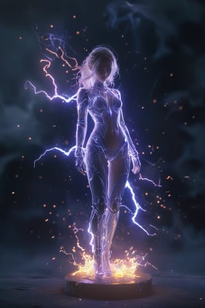 create me something from the below,glowneon,glowing,sparks,lightning, figurine