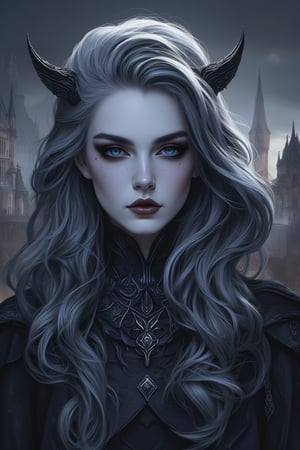 a unique combination of beauty, good, evil, gothic, oranteness with a castle background