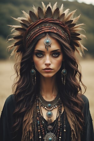 combine below to make a stunning women ,dark boho,