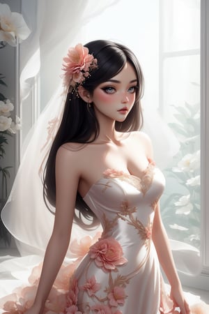 gorgeous perfect female,  meilee, cute00d,wo_g0rg301, floral dress,wing