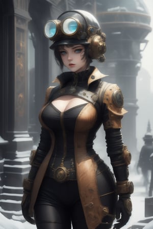 combine all of the below to cretae a unique and ornate being,Steampunk style ,DonMFr0stP4nk,CYBER AI GIRL 