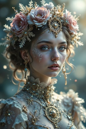 beauty, steampunk, frostpunk, ornate, volour, flowers