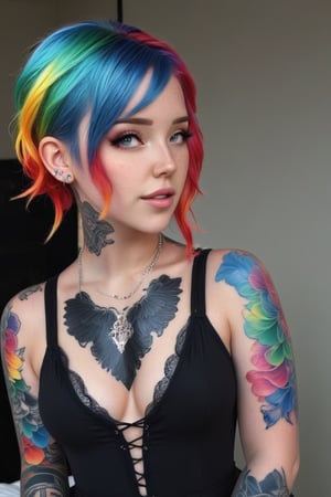 just something random, with tattoos, Rainbow haired girl 