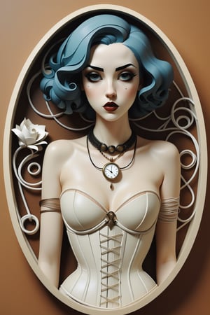 combine all of the below to make a beauty,necklace, jewelry,corset, hayv kahraman style, COMIC GIRL