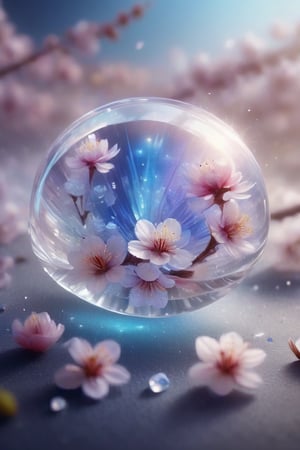 crystal spring blossom, fantasy, galaxy, transparent, shimmering, sparkling, splendid, colorful, magical photography, dramatic lighting, photo realism, ultra-detailed, 4k, Depth of field, High-resolution
,crystalz,DonMS4kur4XL,Crystal style