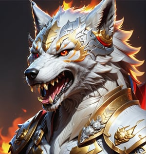 full frontal portrait, anthropomorphic male wolf warrior ,  pixel art, PixArFK, ,Pixel Art,WhiteWolf,more detail XL,cyborg,warrrior,bdo_warrior,werewolf