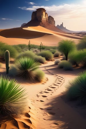 please create me the most beautiful picturesque scene, in the desert, Landscape