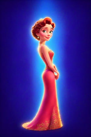 Create a beautiful image of a stunning lady with an ornate and lovely background behind her.,PIXAR
