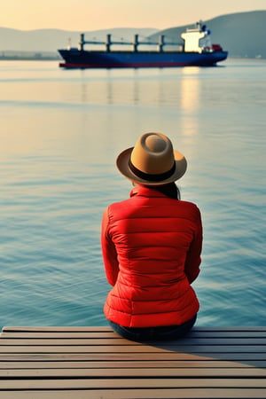 she is just sitton the dock watching the ships go by, High quality, high resoltion.