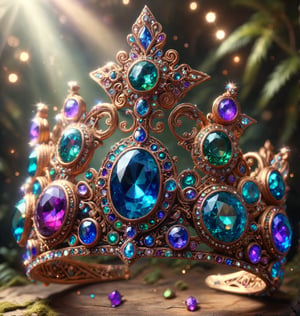 Create a high-definition, fantastical magical mystical tiara made of gems and diamonds