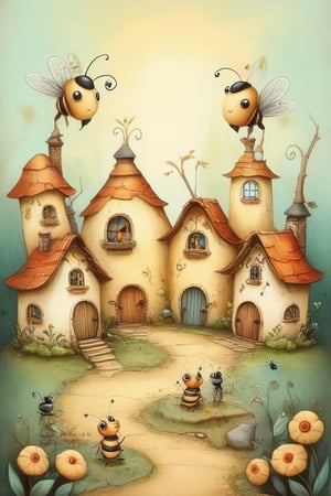 a cute litte whimsical villiage, with cute little whimsical bugs just living their happy little lives,,BugCraft,vi_bee